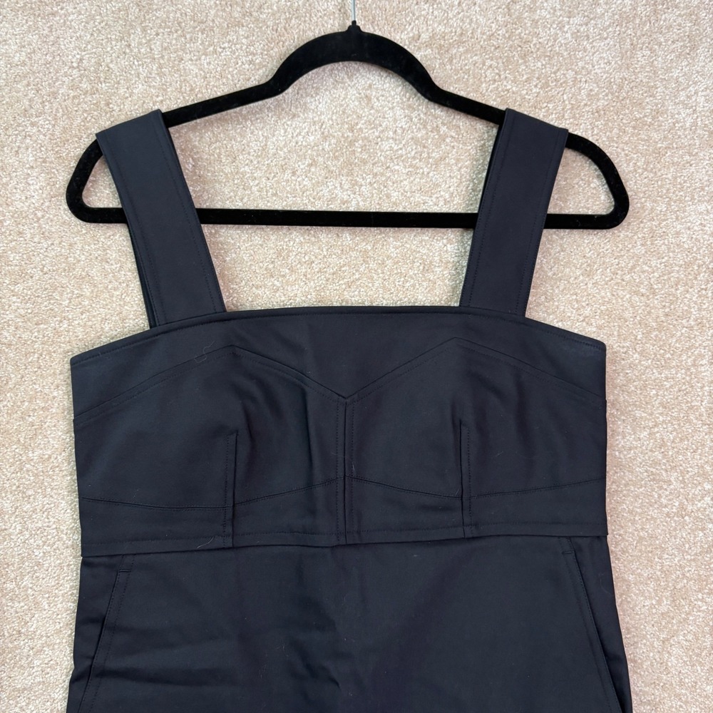 HELMUT LANG Mini Dress Womens 4 Black Pockets Minimalist Designer Chic LBD - Picture 3 of 7